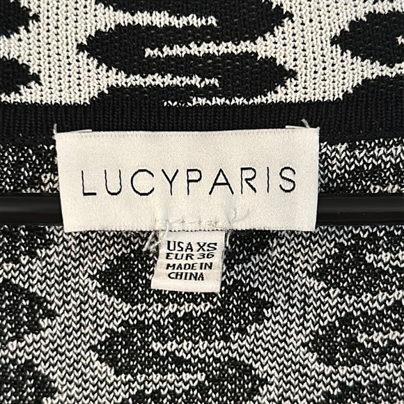 Women’s Lucy Paris Fiji Knit Black & White Button Short Sleeve Lapel Collar Top - Picture 5 of 10